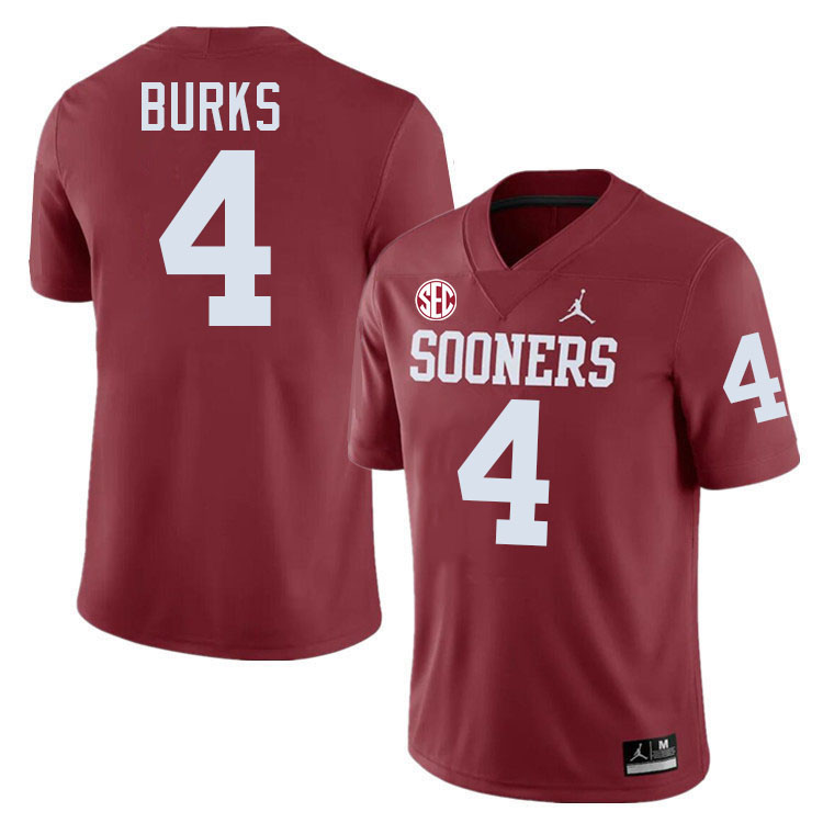 Oklahoma Sooners #4 Deion Burks College Football Jerseys,Uniforms-Crimson